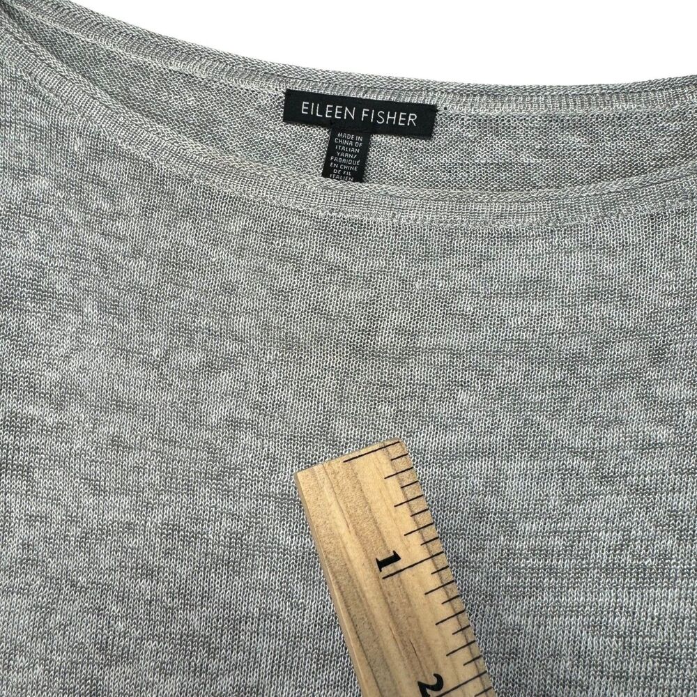 Eileen Fisher Blouse Womens Small Gray White Layered Lightweight Knit Sweater - Picture 5 of 13